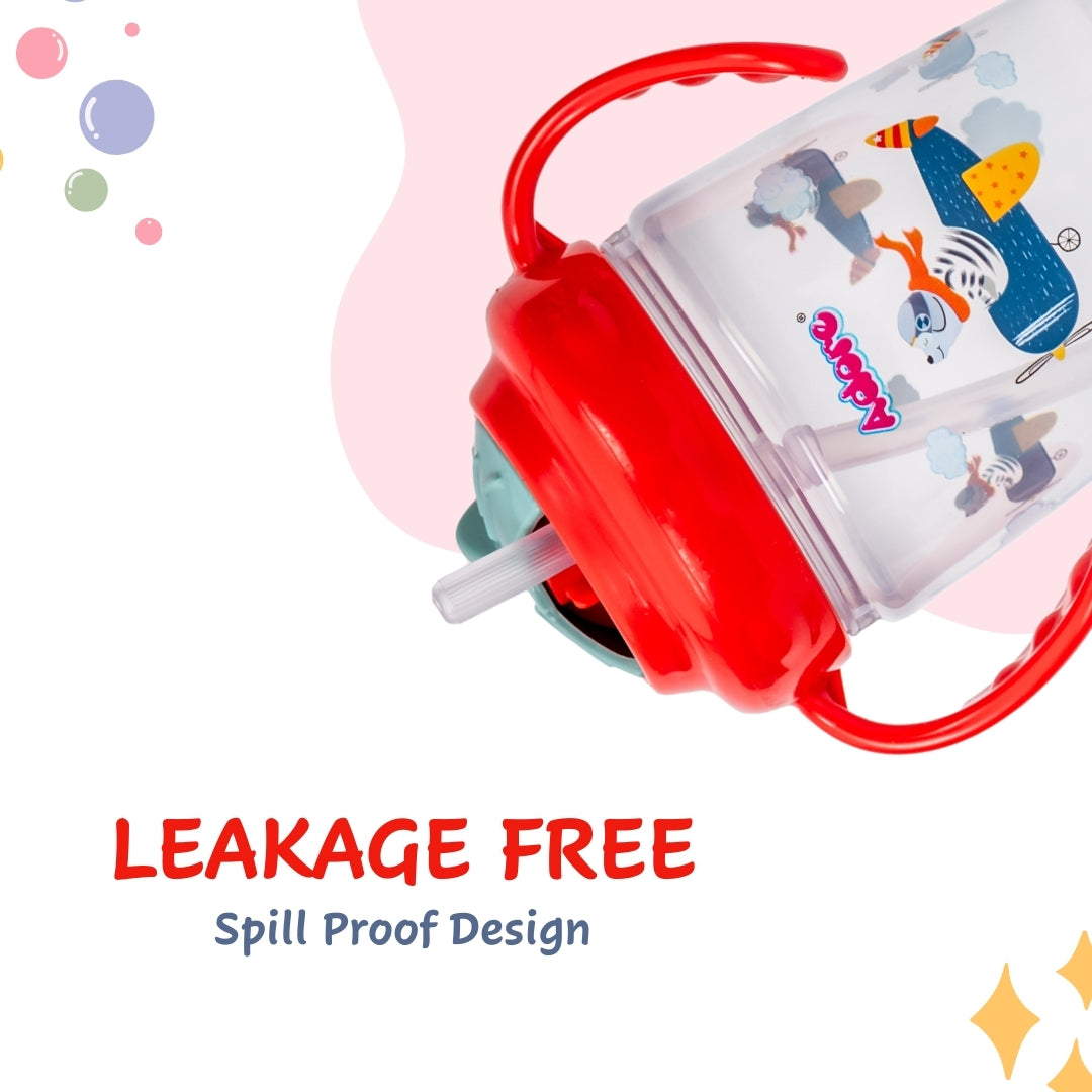 Adore Itzy Bitzy Straw Sipper with Twist & Sip Head with Twin Handle - Red