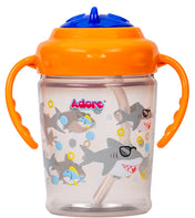 Adore Itzy Bitzy Straw Sipper with Twist & Sip Head with Twin Handle - Orange