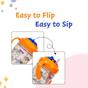 Adore Itzy Bitzy Straw Sipper with Twist & Sip Head with Twin Handle - Orange