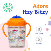 Adore Itzy Bitzy Straw Sipper with Twist & Sip Head with Twin Handle - Orange