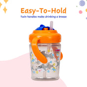 Adore Itzy Bitzy Straw Sipper with Twist & Sip Head with Twin Handle - Orange