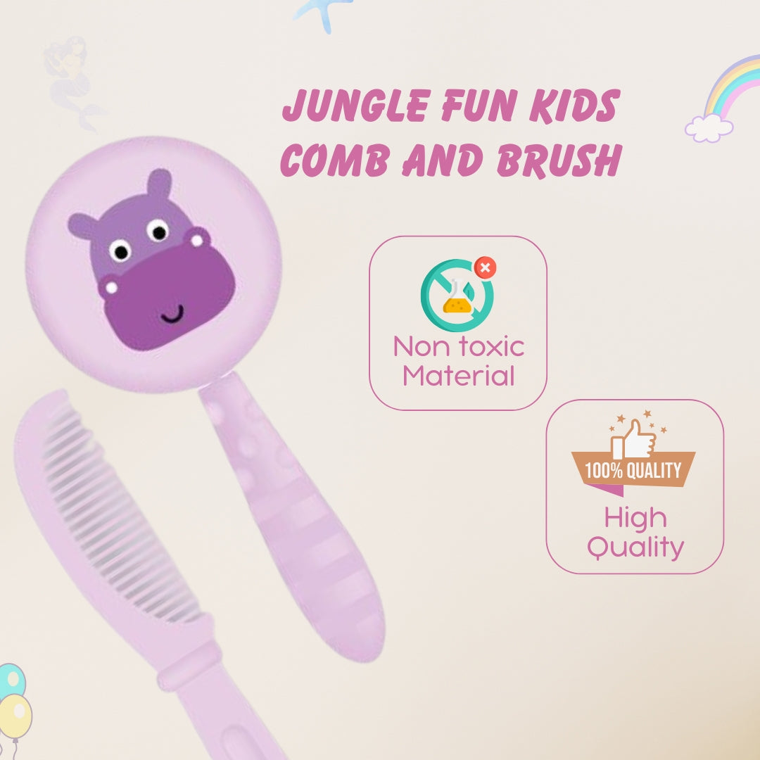 Adore Jungle Fun Baby Brush & Comb Set- Hippo