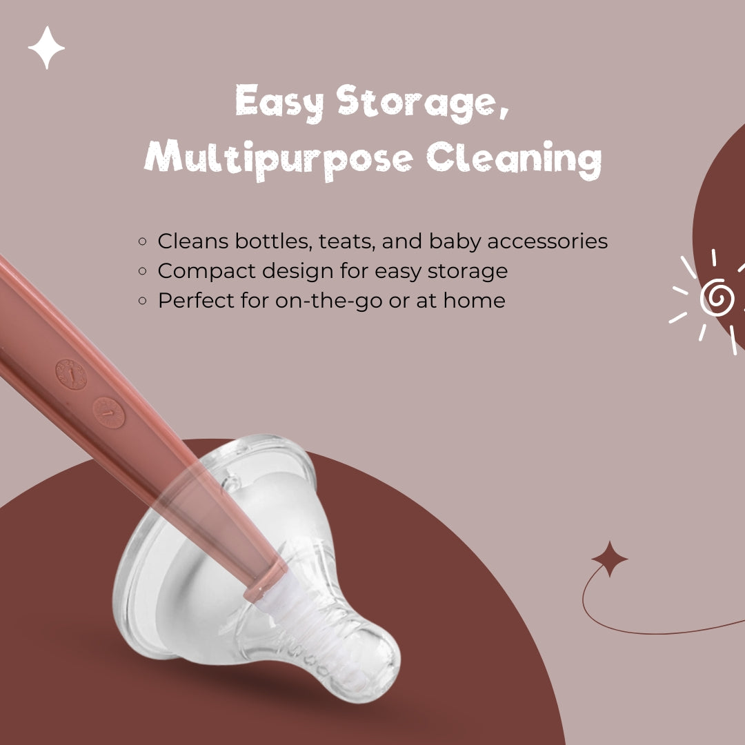 Adore Laventine Premium 2 in 1 Bottle and Teat Cleaning Brush with Head Case - Red