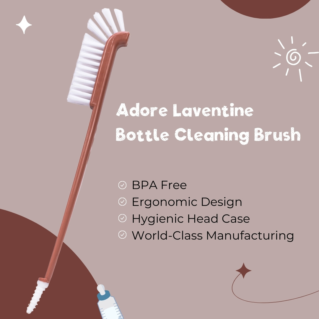 Adore Laventine Premium 2 in 1 Bottle and Teat Cleaning Brush with Head Case - Red