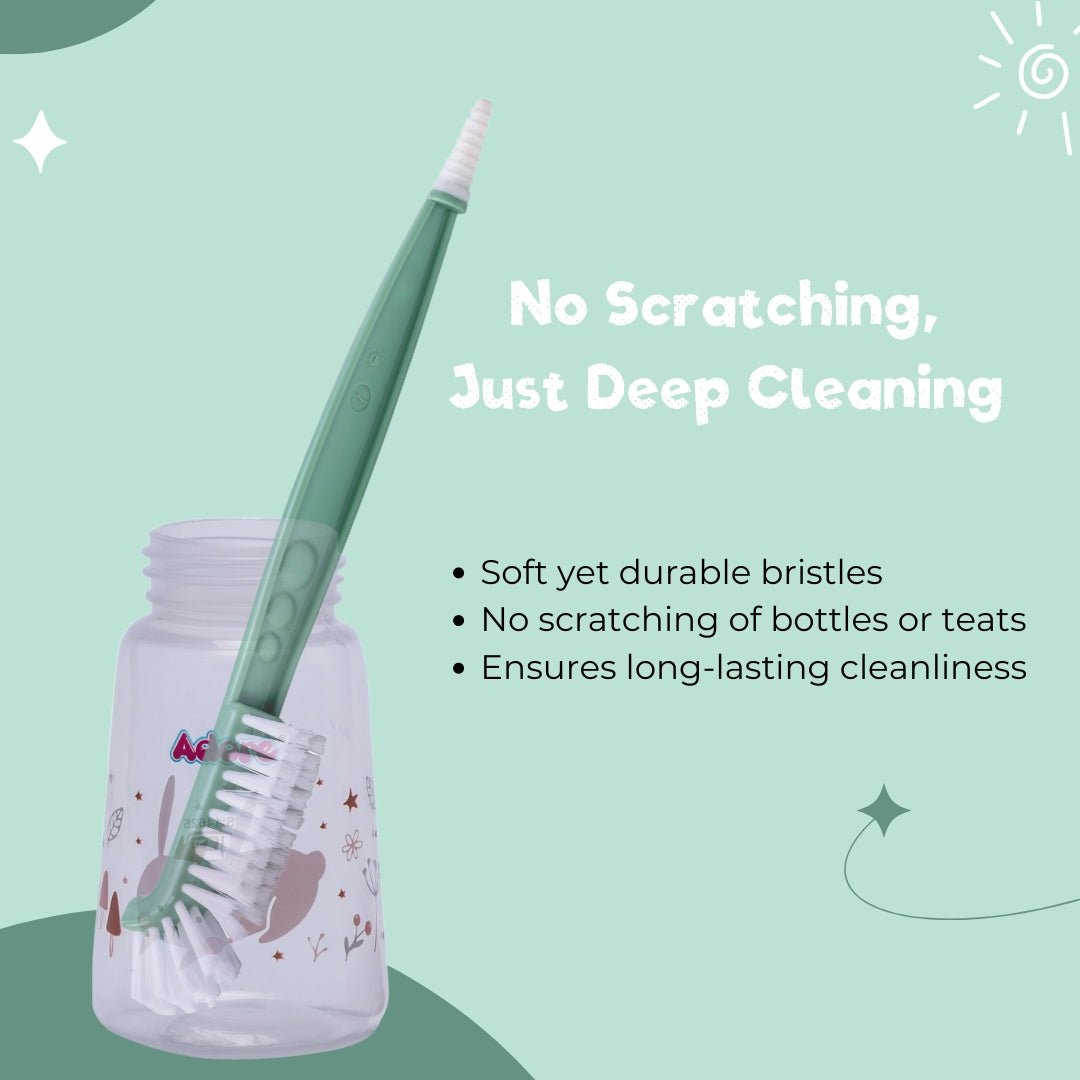 Adore Laventine Premium 2 in 1 Bottle and Teat Cleaning Brush with Head Case - Green