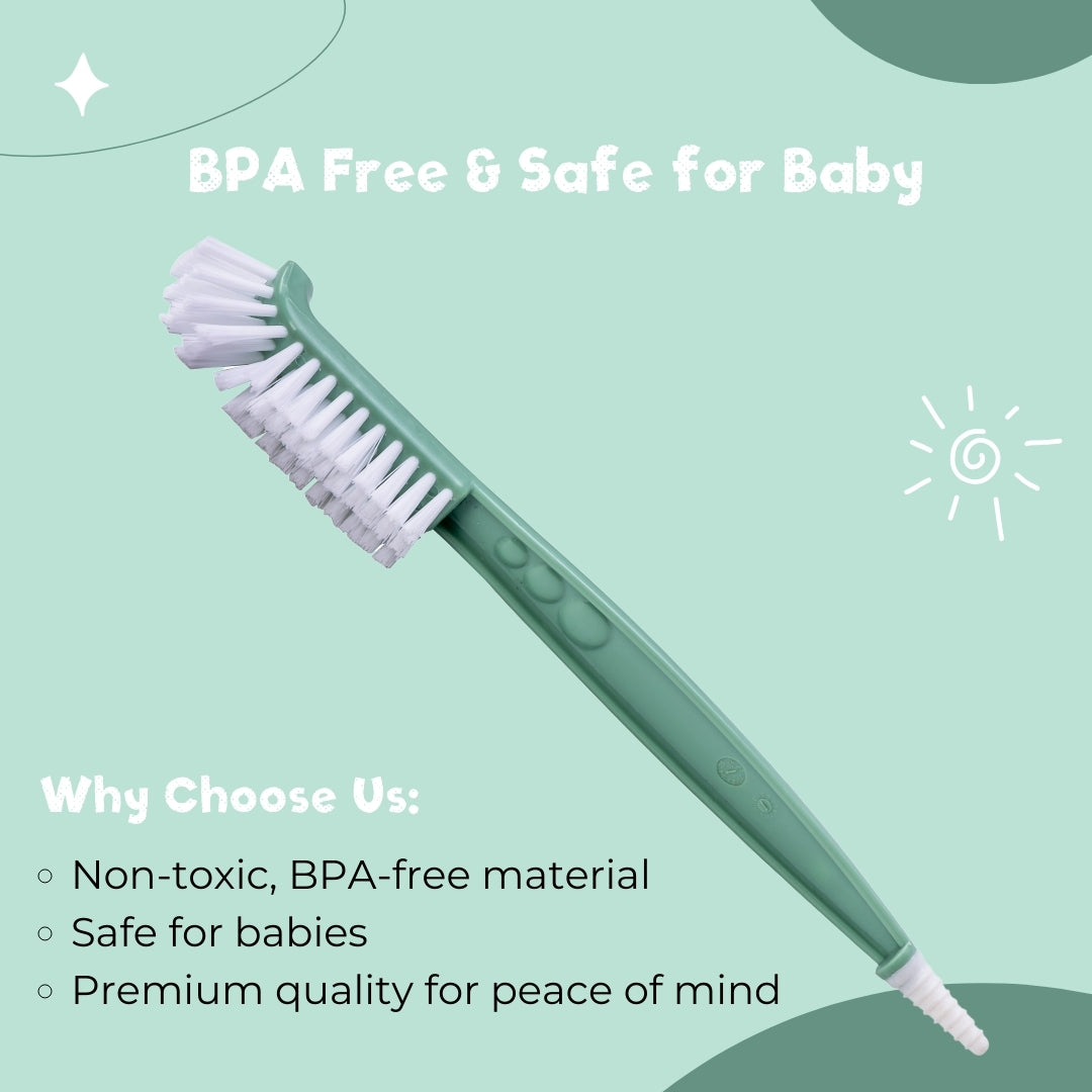 Adore Laventine Premium 2 in 1 Bottle and Teat Cleaning Brush with Head Case - Green