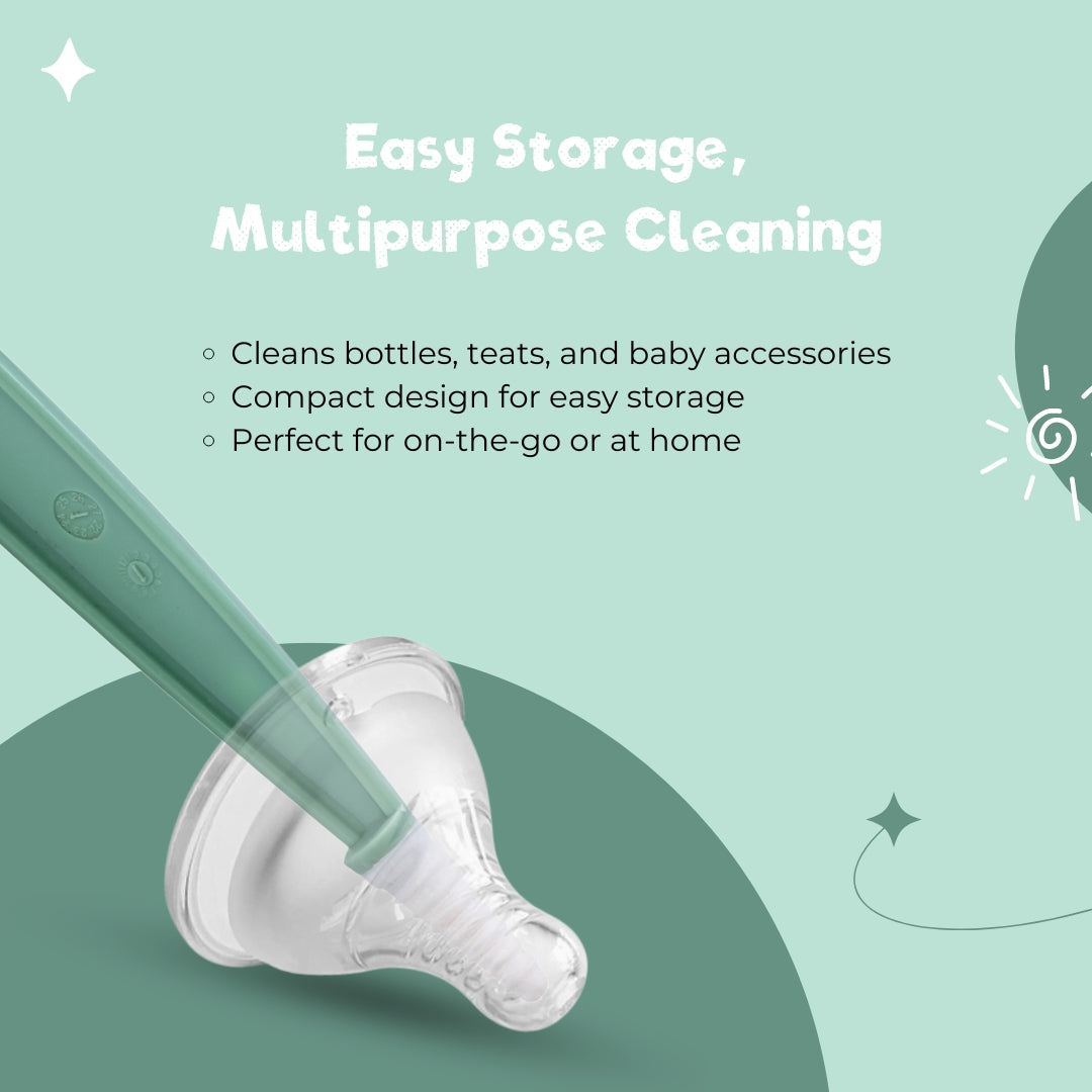 Adore Laventine Premium 2 in 1 Bottle and Teat Cleaning Brush with Head Case - Green