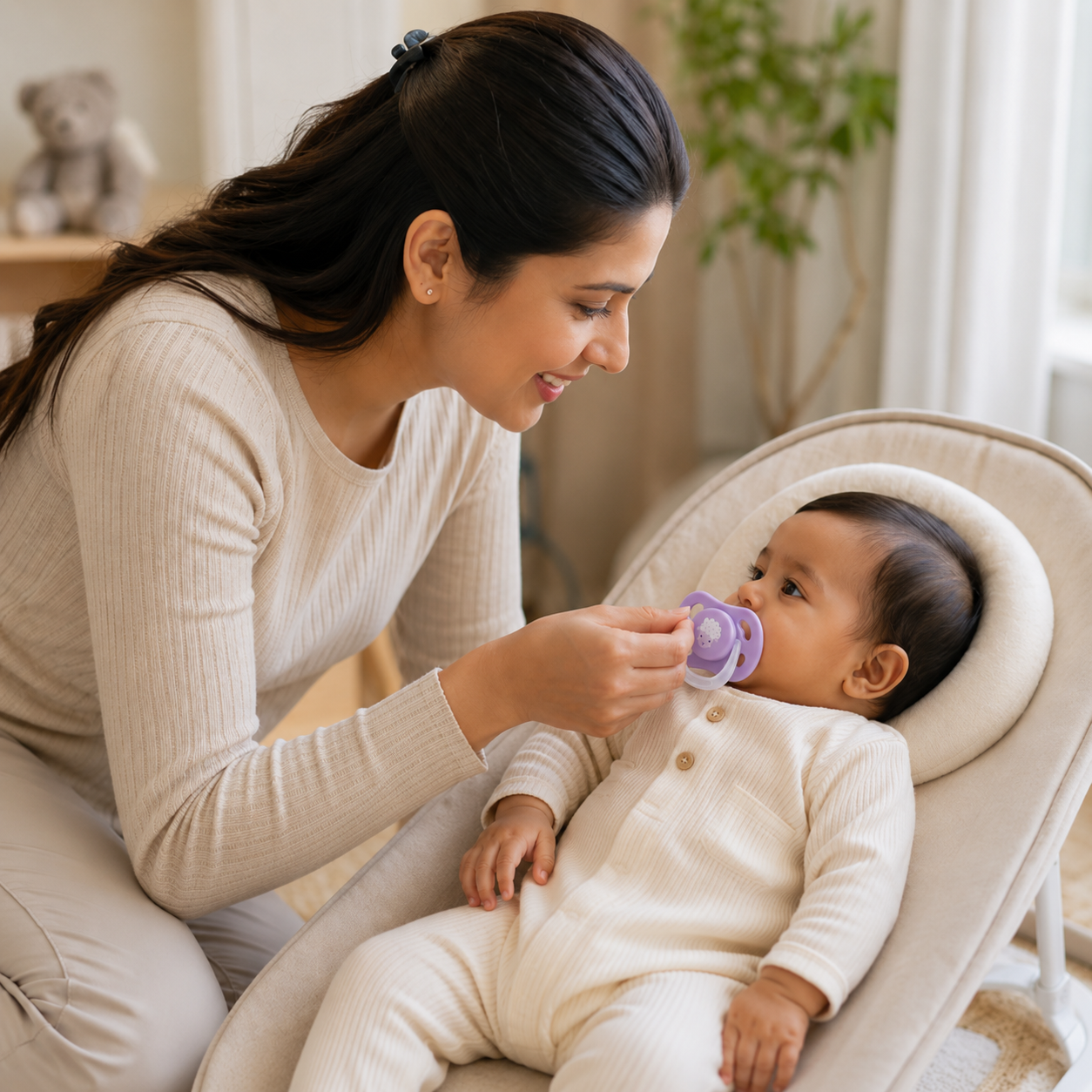 Adore Airo! The Symmetrical Pacifier that Glows in Dark with Storage Case- Purple