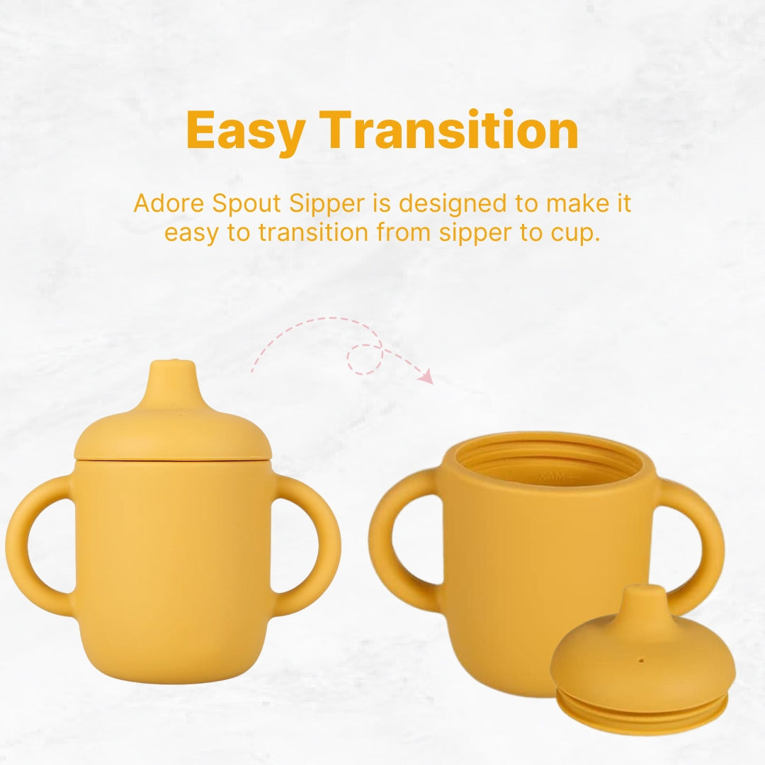Adore Beast! The Silicon Spout Sipper with Twin Handle 180ml- Yellow