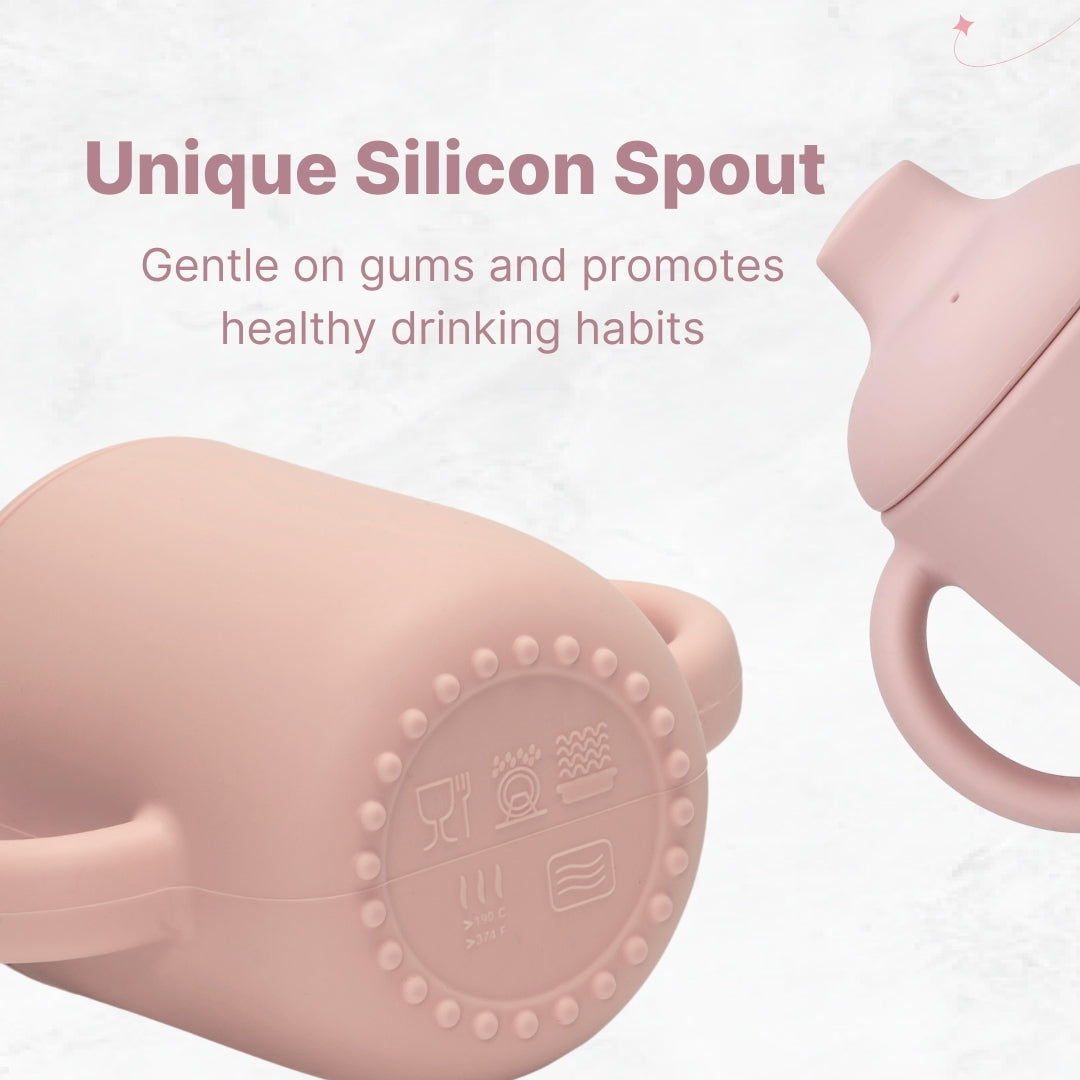 Adore Beast! The Silicon Spout Sipper with Twin Handle 180ml- Baby Pink