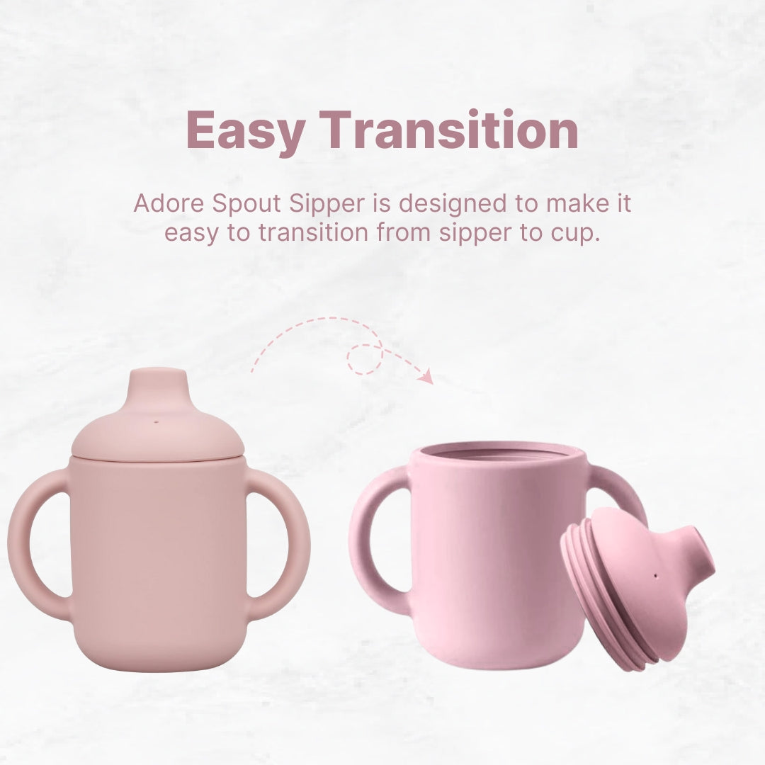 Adore Beast! The Silicon Spout Sipper with Twin Handle 180ml- Baby Pink