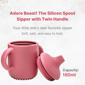 Adore Beast! The Silicon Spout Sipper with Twin Handle 180ml- Dark Pink
