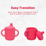 Adore Beast! The Silicon Spout Sipper with Twin Handle 180ml- Thick Pink