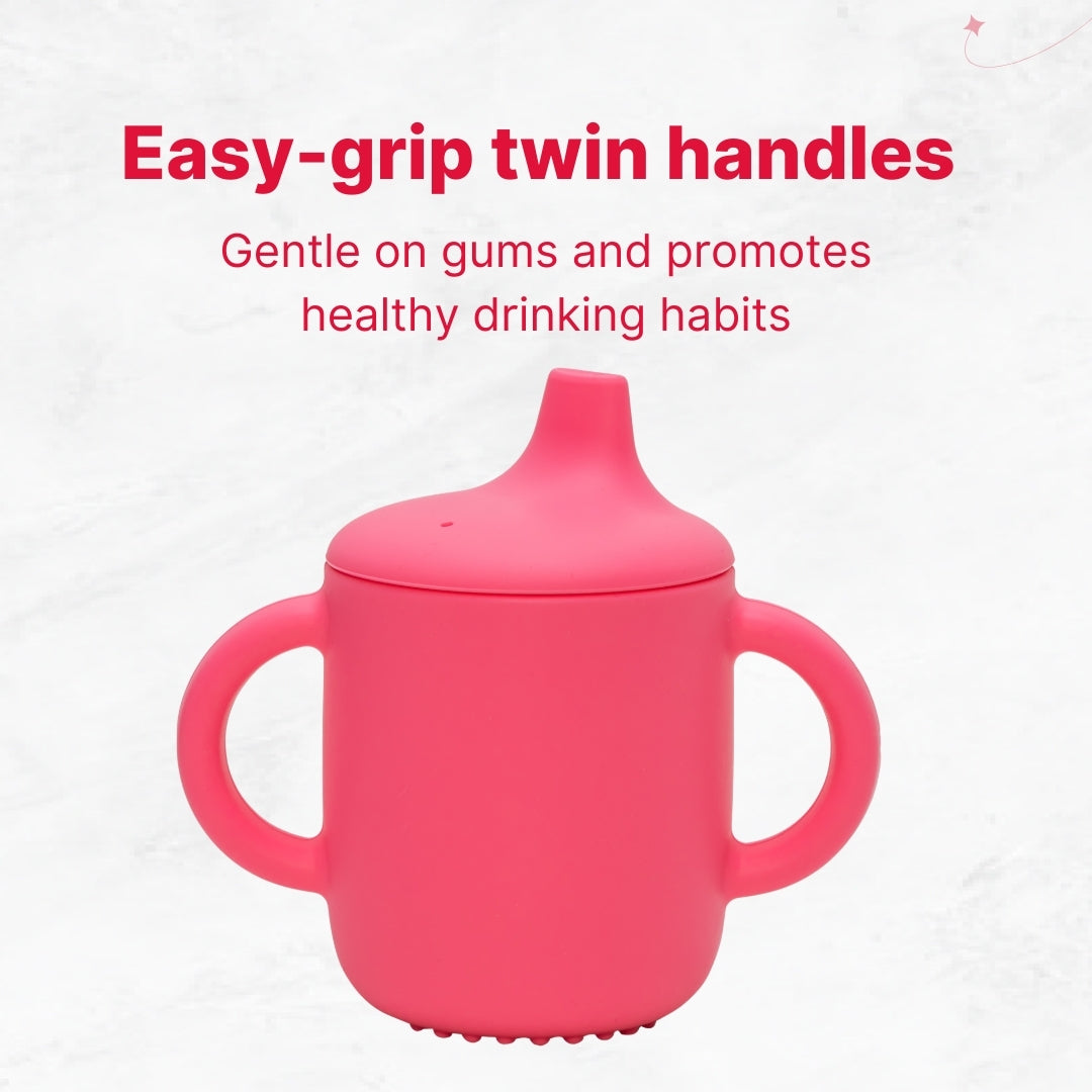 Adore Beast! The Silicon Spout Sipper with Twin Handle 180ml- Thick Pink