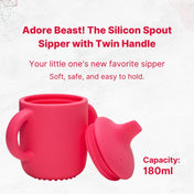 Adore Beast! The Silicon Spout Sipper with Twin Handle 180ml- Thick Pink