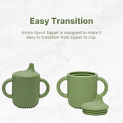 Adore Beast! The Silicon Spout Sipper with Twin Handle 180ml- Military Green