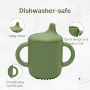 Adore Beast! The Silicon Spout Sipper with Twin Handle 180ml- Military Green