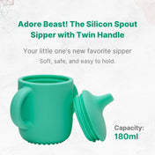 Adore Beast! The Silicon Spout Sipper with Twin Handle 180ml- Green