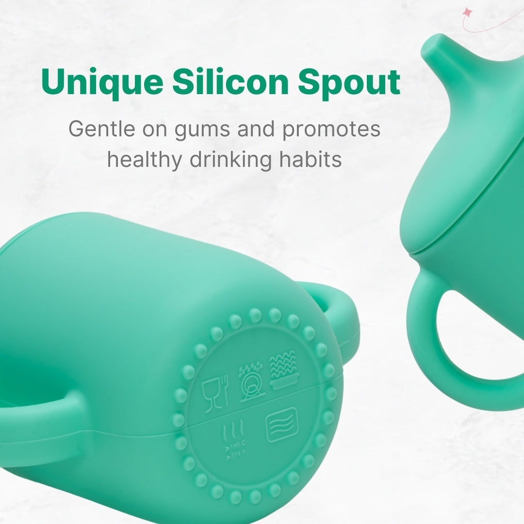 Adore Beast! The Silicon Spout Sipper with Twin Handle 180ml- Green