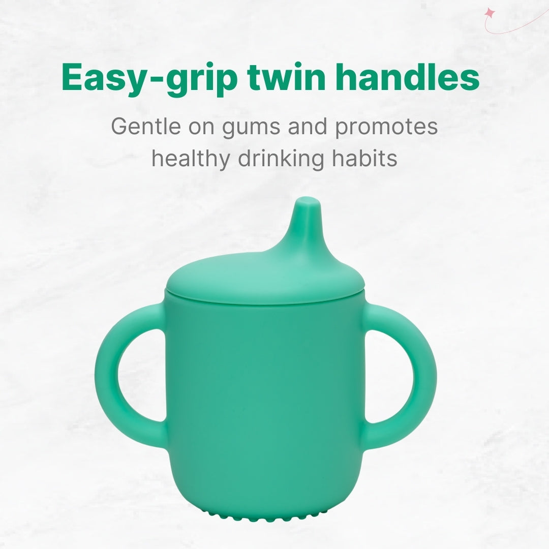 Adore Beast! The Silicon Spout Sipper with Twin Handle 180ml- Green