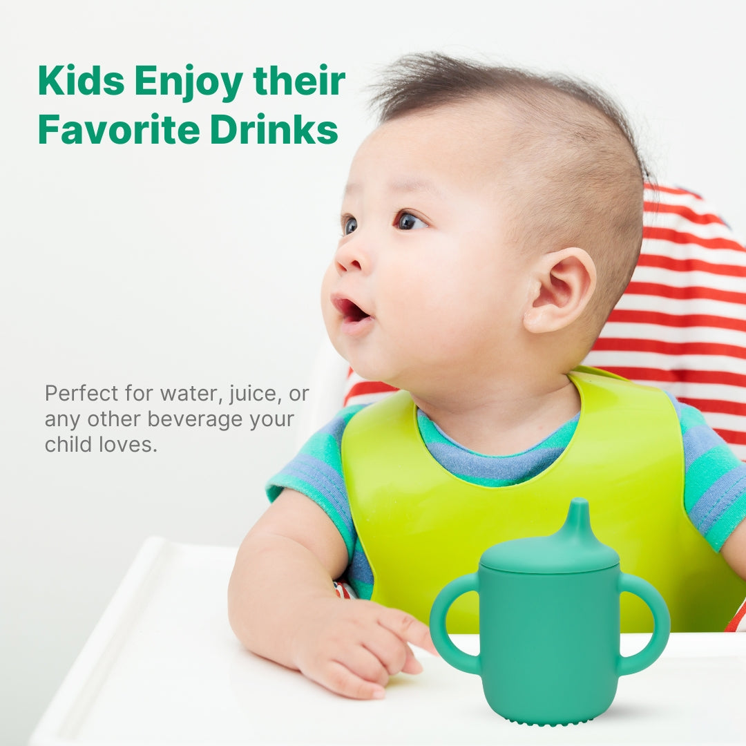 Adore Beast! The Silicon Spout Sipper with Twin Handle 180ml- Green