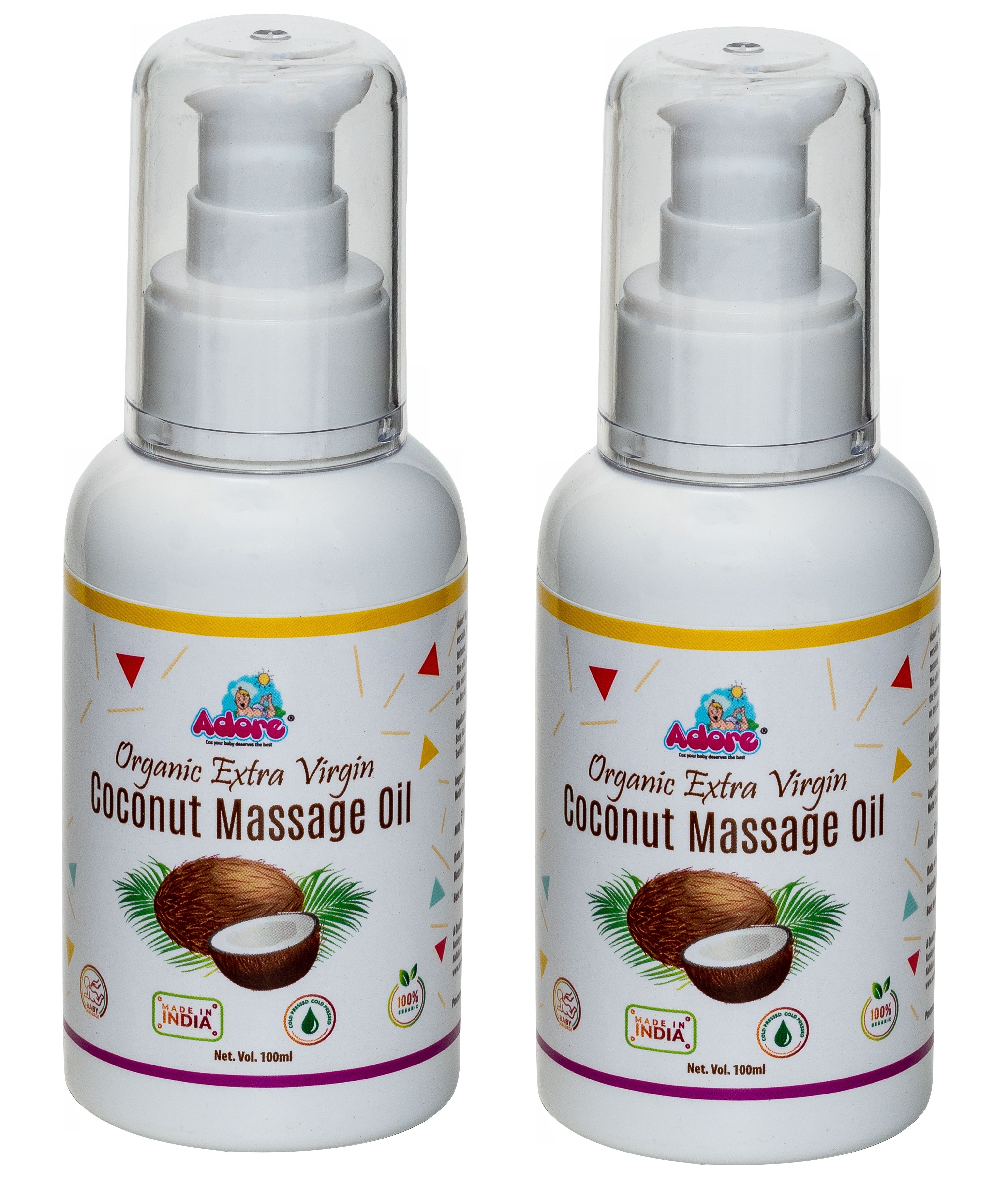 Adore Organic Extra Virgin Cold Pressed Coconut Oil- 100ml*2 Bottles