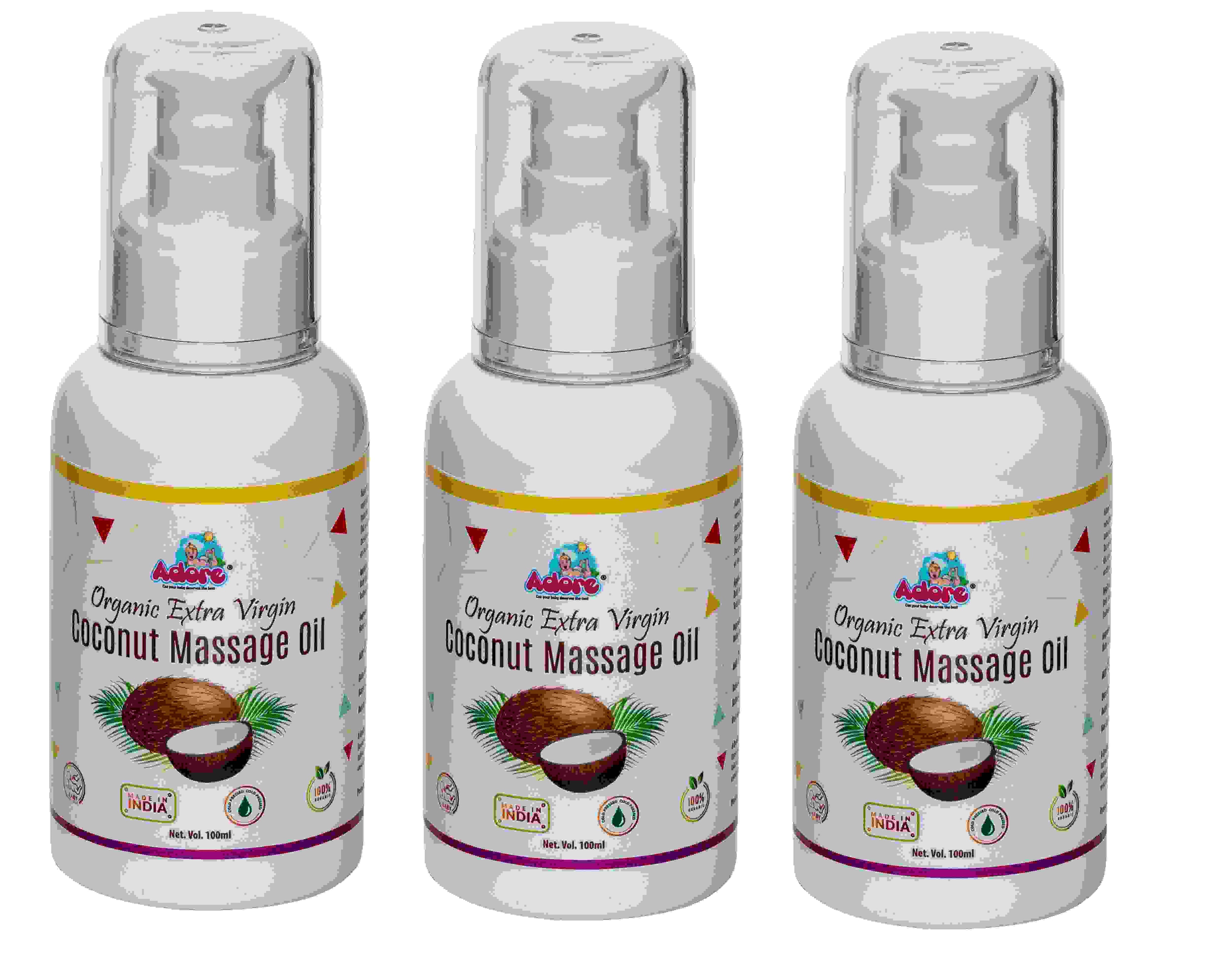 Adore Organic Extra Virgin Cold Pressed Coconut Oil- 100ml* 3 Bottles