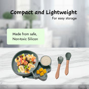 Adore Ninja ! Silicon Suction Plate with fork and spoon - Military Green