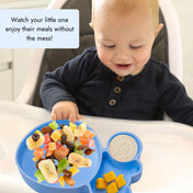 Adore Ninja ! SIlicon Suction Plate with fork and spoon - Blossom Blue