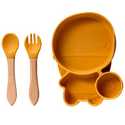Adore Ninja ! SIlicon Suction Plate with fork and spoon - Yanky Yellow