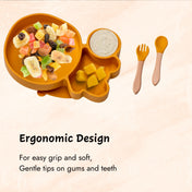 Adore Ninja ! SIlicon Suction Plate with fork and spoon - Yanky Yellow