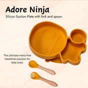 Adore Ninja ! SIlicon Suction Plate with fork and spoon - Yanky Yellow