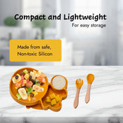 Adore Ninja ! SIlicon Suction Plate with fork and spoon - Yanky Yellow