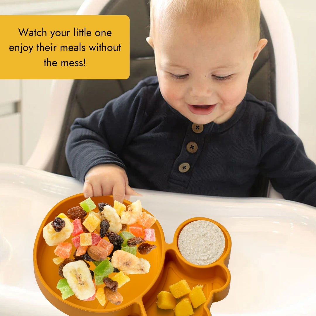 Adore Ninja ! SIlicon Suction Plate with fork and spoon - Yanky Yellow