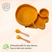 Adore Ninja ! SIlicon Suction Plate with fork and spoon - Yanky Yellow