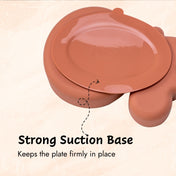 Adore Ninja ! SIlicon Suction Plate with fork and spoon - Olio Orange