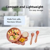 Adore Ninja ! SIlicon Suction Plate with fork and spoon - Olio Orange