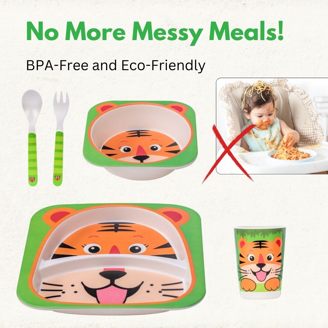 Adore Hey Ya! Bamboo Meal Sets - Pack of 5 accessories- Tiger