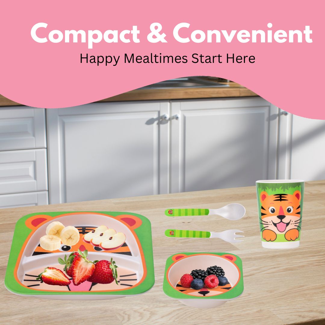 Adore Hey Ya! Bamboo Meal Sets - Pack of 5 accessories- Tiger