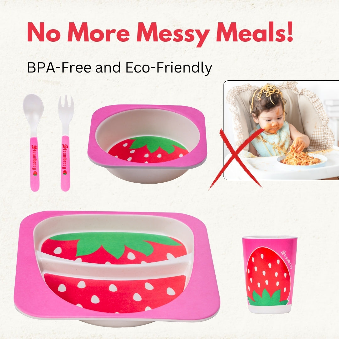 Adore Hey Ya! Bamboo Meal Sets - Pack of 5 accessories- Strawberry