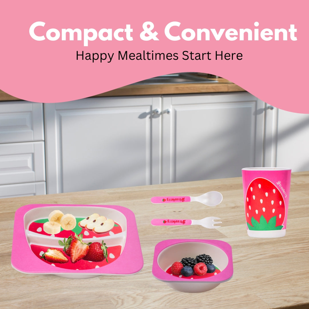 Adore Hey Ya! Bamboo Meal Sets - Pack of 5 accessories- Strawberry