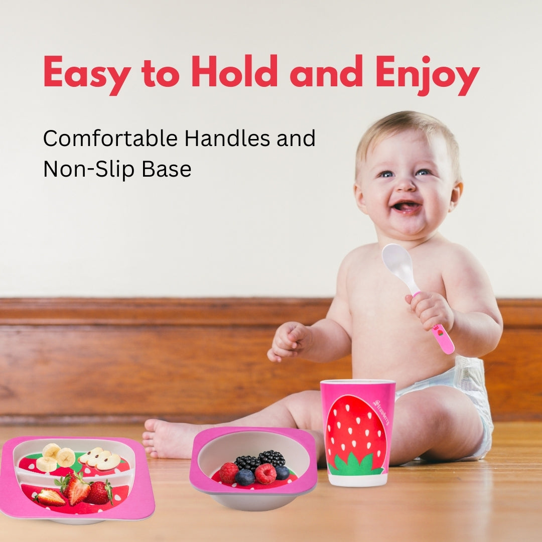 Adore Hey Ya! Bamboo Meal Sets - Pack of 5 accessories- Strawberry