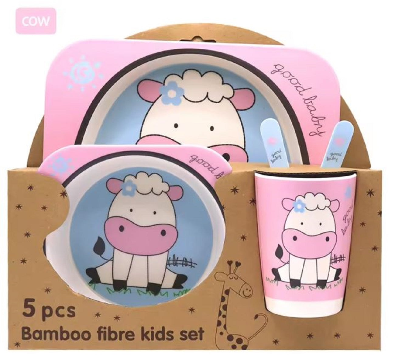 Adore Hey Ya! Bamboo Meal Sets - Pack of 5 accessories- Cow