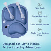 Adore Sea Horse - Plastic feeding plate with Spoon & Fork- Blue