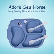 Adore Sea Horse - Plastic feeding plate with Spoon & Fork- Blue
