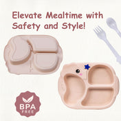 Adore Sea Horse - Plastic feeding plate with Spoon & Fork- Cream