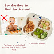 Adore Sea Horse - Plastic feeding plate with Spoon & Fork- Cream