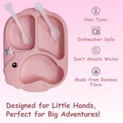 Adore Sea Horse - Plastic feeding plate with Spoon & Fork - Pink