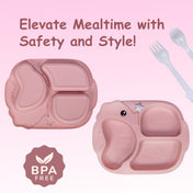 Adore Sea Horse - Plastic feeding plate with Spoon & Fork - Pink