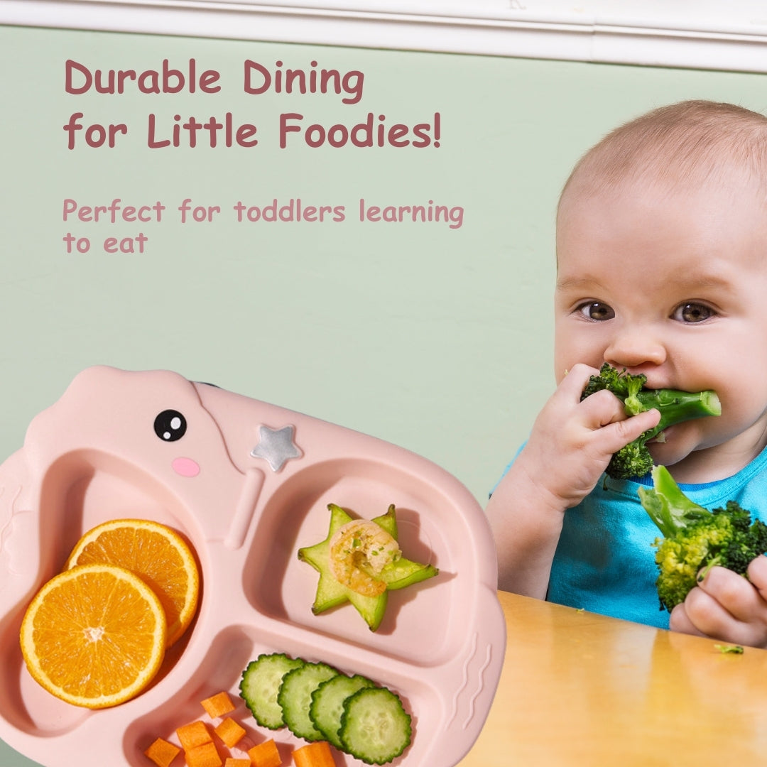 Adore Sea Horse - Plastic feeding plate with Spoon & Fork - Pink